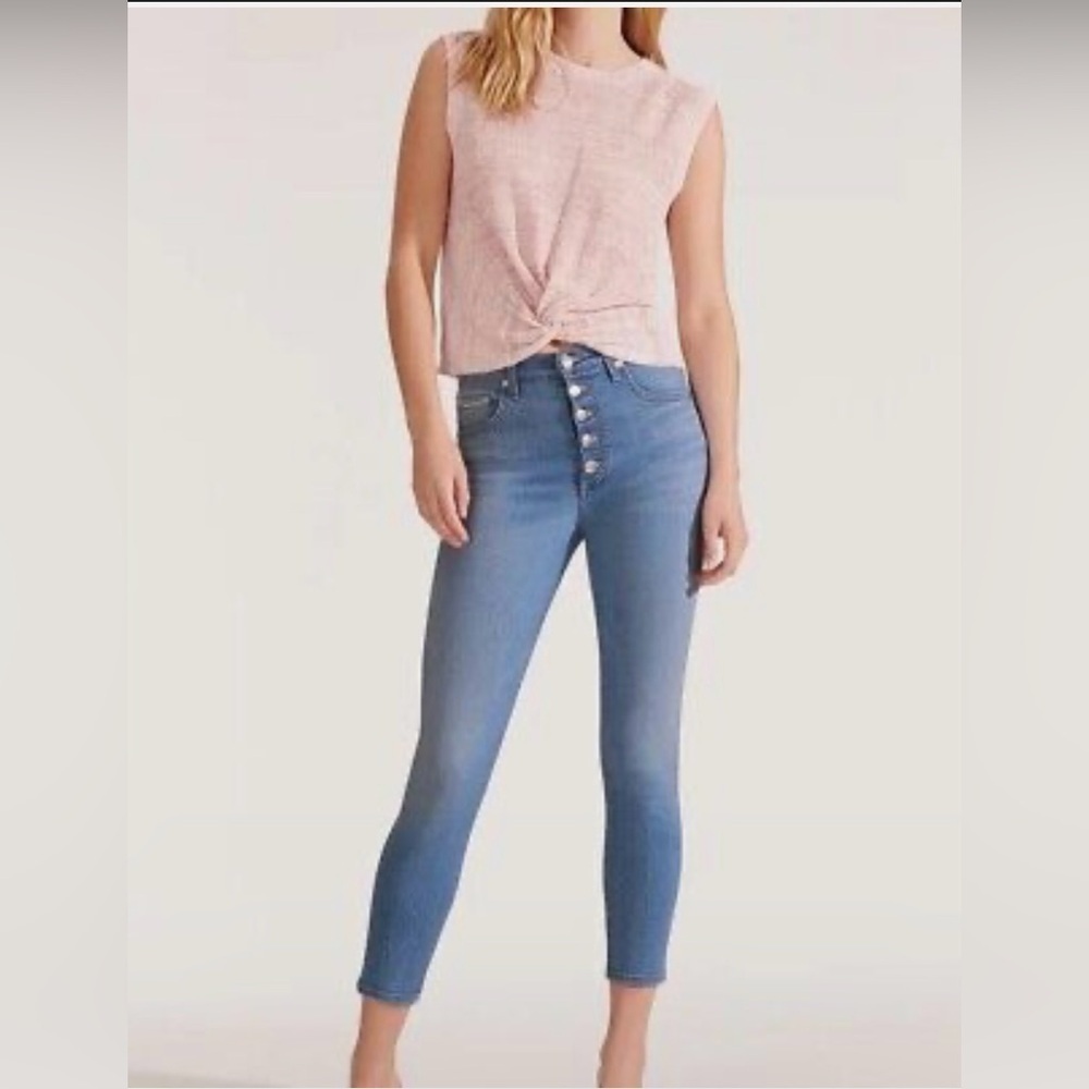 Veronica Beard Debbie Skinny Denim Button Fly Jeans in Ocean Blue Size 25